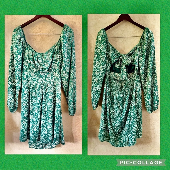 As U Wish Floral Green Long Sleeve Dress - Picture 2 of 6